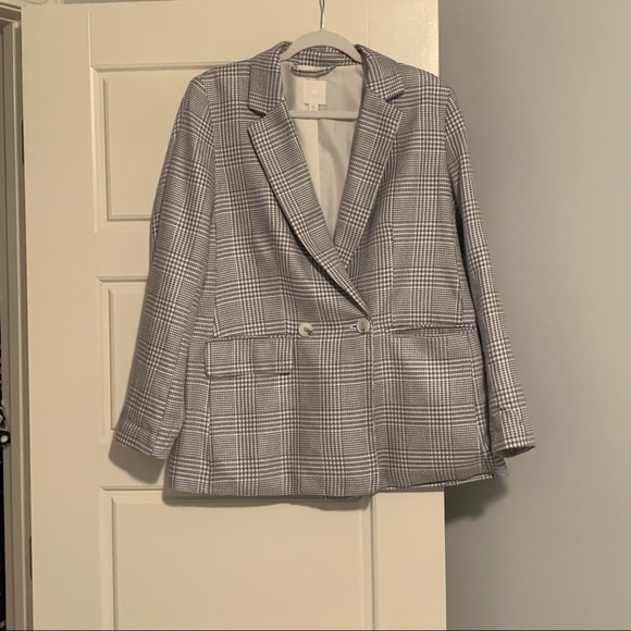 H&M blue/white plaid blazer EUR size42 (UK size14) - Picture 6 of 8